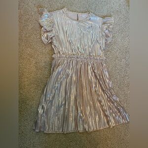 Crewcuts Shimmering Gold Blush Metallic Pleated Dress - Size 12